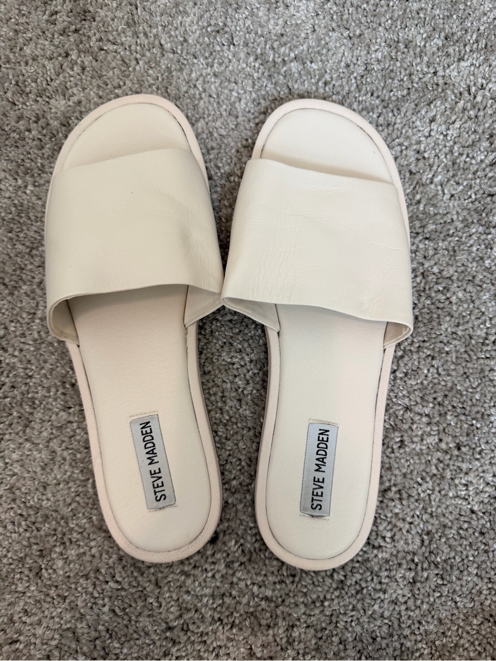 Steve Madden Cream Slide Sandals with Wide Strap